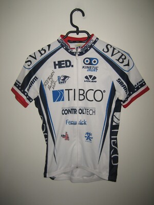 US champion WORN and SIGNED by Meredith MILLER shirt cycling maillot Tibco sz S