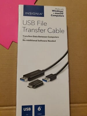 Insignia- 6' USB 3.0 File Transfer Cable for MacOS / Windows- Black - Image 1 of 3