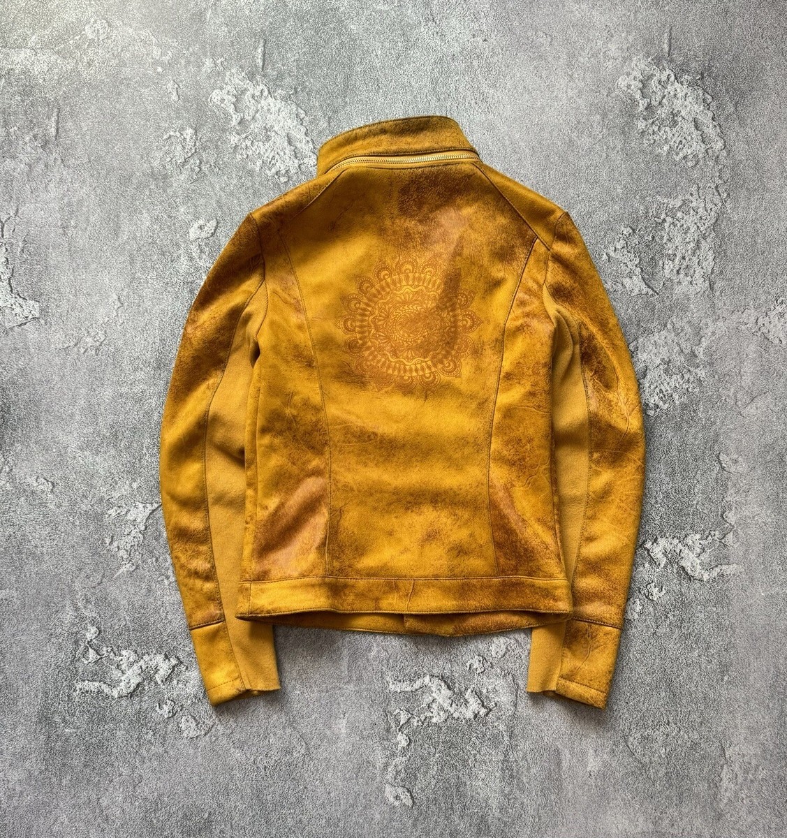 Desigual 36 Yellow Style Leather Biker Jacket 18WWEWBT Desigual 36 Yellow Style Leather Biker Jacket 18WWEWBT