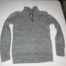 CHAPS Sweater Youth Boys L grey Logo Zip Collar Pullover Long Sleeve holiday 