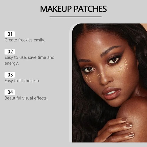 Glitter Freckles Face Tattoo, Makeup Patch - Freckle Makeup, Faux Freckles Gold - Picture 12 of 12
