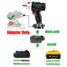 Adapter for Milwaukee DeWalt 18V 20v Battery Fits Older Metabo (Not HPT)18v Tool