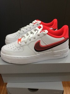 Nike Air Force 1 LV8 GS White Double Swoosh Crimson Size 4Y New CW1574 101  | eBay