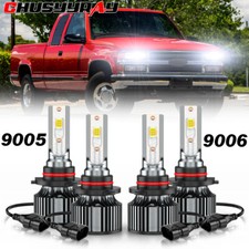 LED Headlight High Low Beam Bulbs for Chevy K1500 Silverado Cab Pickup 1990-1998