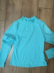 Lands' End girls aqua blue rash guard size M 12-14 GUC