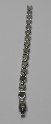 Two Tone Metal Fashion Heart Links Bracelet Vintage - Picture 5 of 7