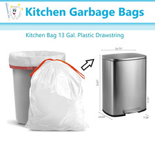 Handi Tall Kitchen Drawstring 13 Gal Trash Bags - White Trash Bag, 50-300 Count