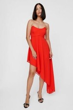 BNWT NastyGal Corset Bandeau Asymmetric Hem Dress Red Size:10 RRP:£59