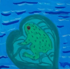 G.A.Titan Acrylic Painting IMPRESSIONISM Frog Lily Pad