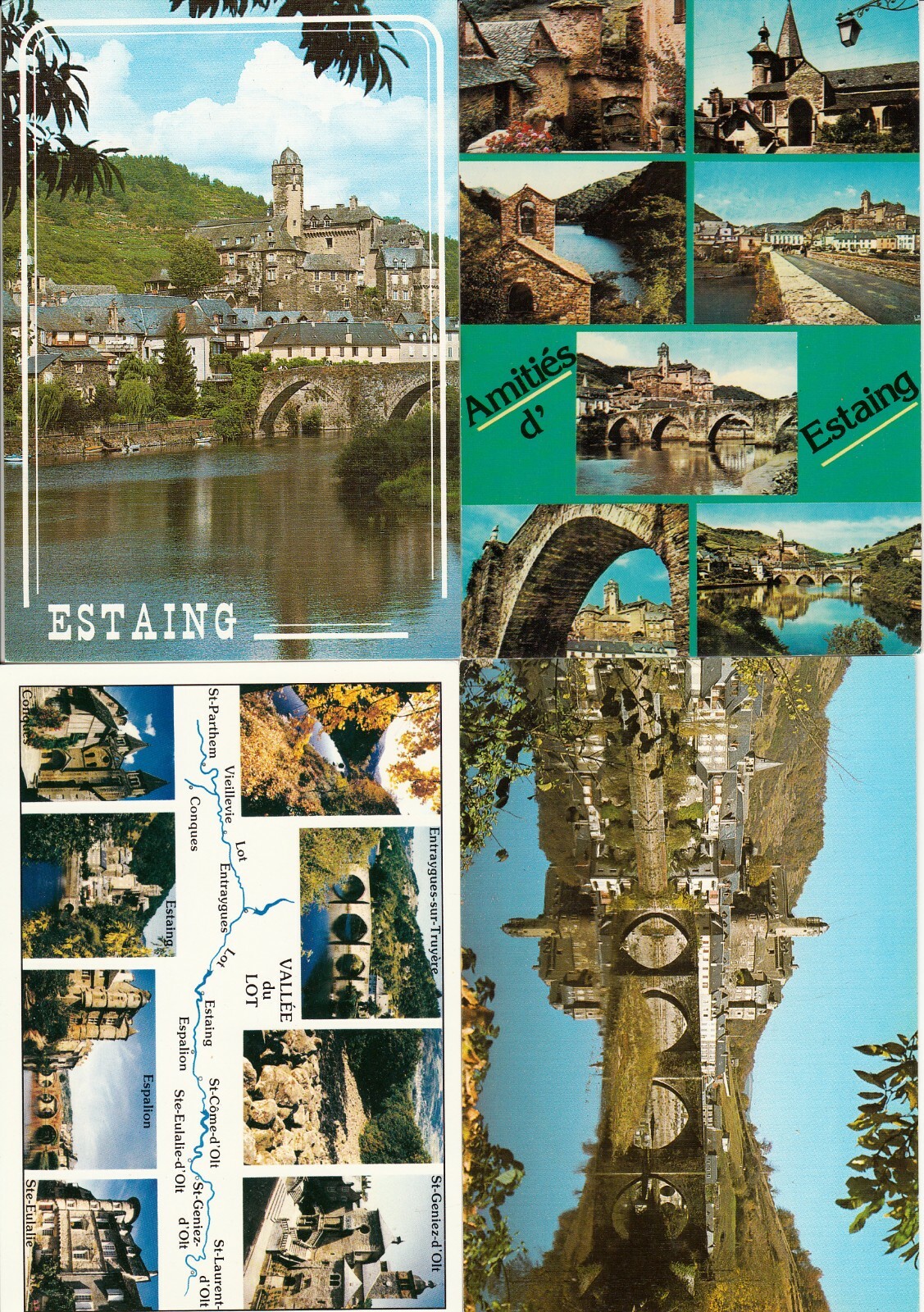 Lot de 4 cartes postales anciennes old postcards 10X15cm ESTAING ...