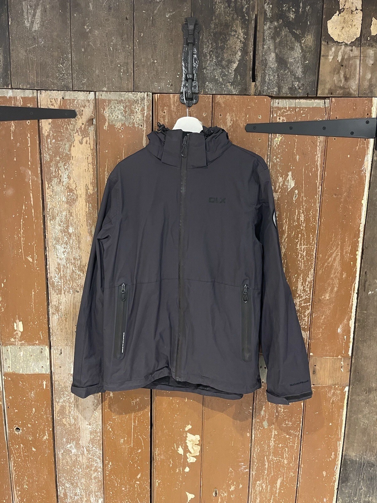 DLX Jacket Coat Dark Grey Cotton Mix Men's Size Medium Full Zip Pockets Logo