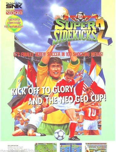 Neo Geo Super Sidekicks 2 SNK Original 1994 NOS Video Arcade Game FLYER Sheet