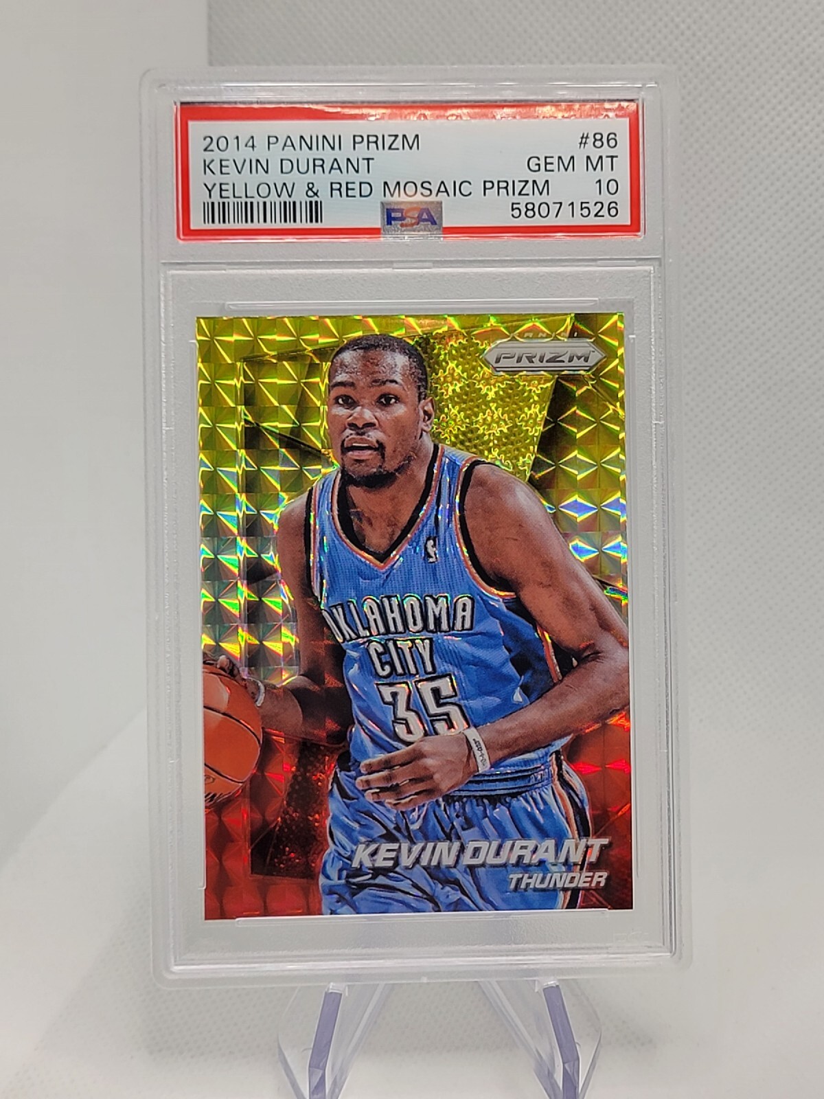 🚨2014-15 Panini Prizm Kevin Durant🔥 Yellow and Red Mosaic Prizm #86 PSA 10💎