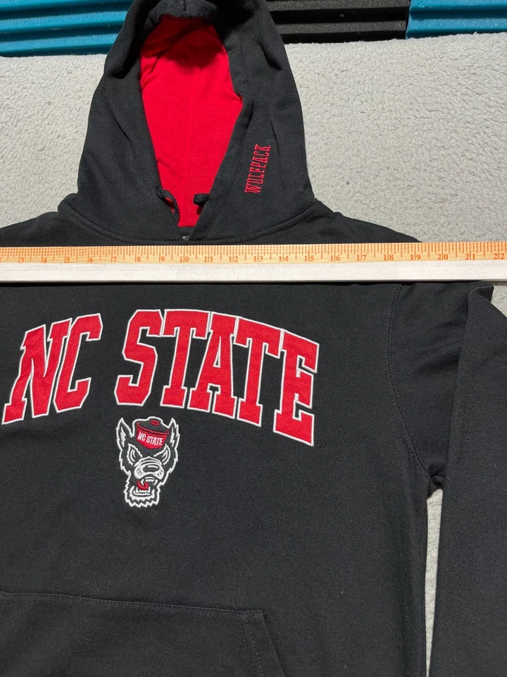 NC State Wolfpack Hoodie Mens Small Black Sweatshirt Embroidered Logo Vintage - Image 4 of 4