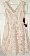 Lulus Lace Crochet Skater Dress Ivory Lace Sleeveless Dress Size Medium NEW