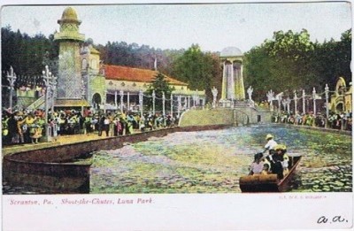 Scranton, Pa. Shoot-the-Chutes, Luna Park, ca 1905, Color Post Card
