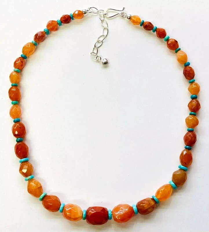 HSN Jay King Sterling Silver Chalcedony & Andean Turquoise Beaded 18" Necklace 