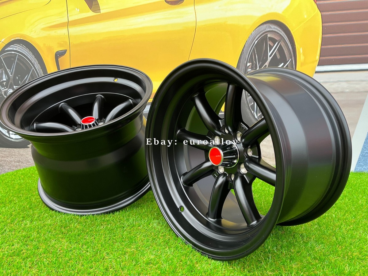 rin ttaggg watanabe textile ブラック 4 x 15 Inch 4x100 Watanabe JR19 Style Black JDM Wheels: Fits For
