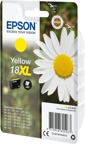 Epson 18XL Yellow Daisy High Yield Genuine, Claria Home Ink Cartridge, XL High C - 第 2/2 張圖片