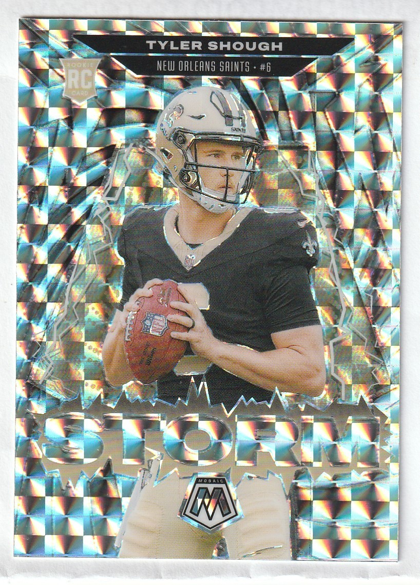 2025 Panini Mosaic Silver Prizm Tyler Shough Storm Rookie Saints RC #7