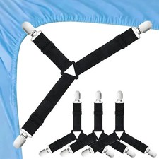 4Bed Sheet Fasteners Adjustable Elastic Suspenders Straps Mattress Covers Clips