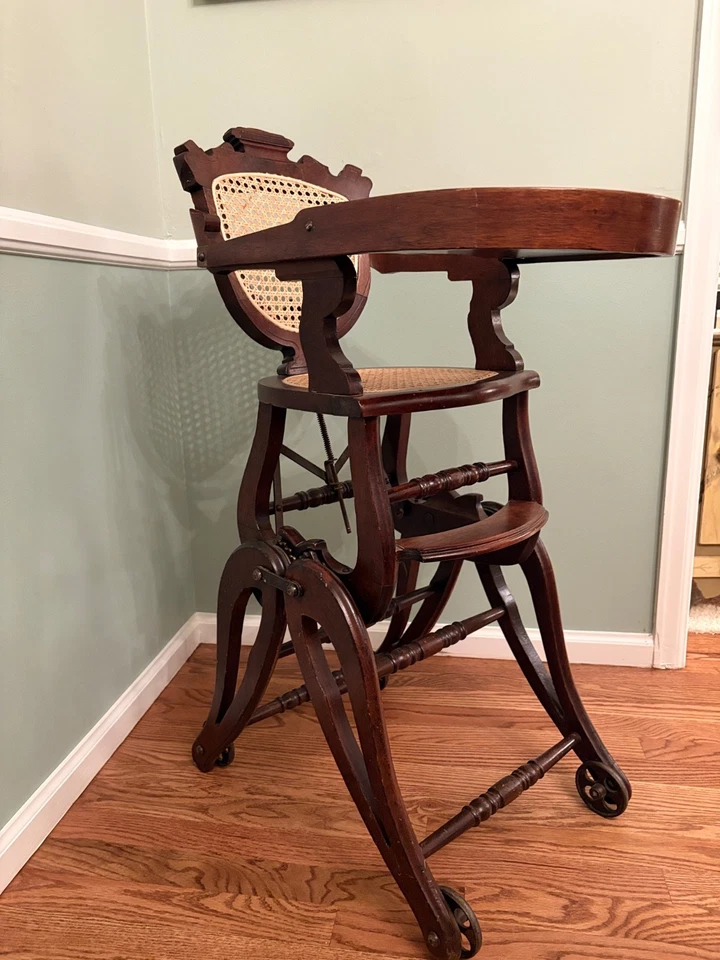 Antique Eastlake Convertible High Chair / Rocker / Rolling Walker - Excellent - Image 3 of 4