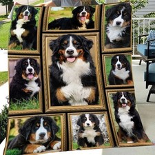 Bernese Mountain Dog Blanket, 3D Dog Fleece Blanket Gift for Birthday or Holiday