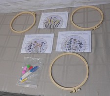 NEW 3 Embroidery Circle Round Floral Plant Cross Stitch Kits Daisy 302 303 304