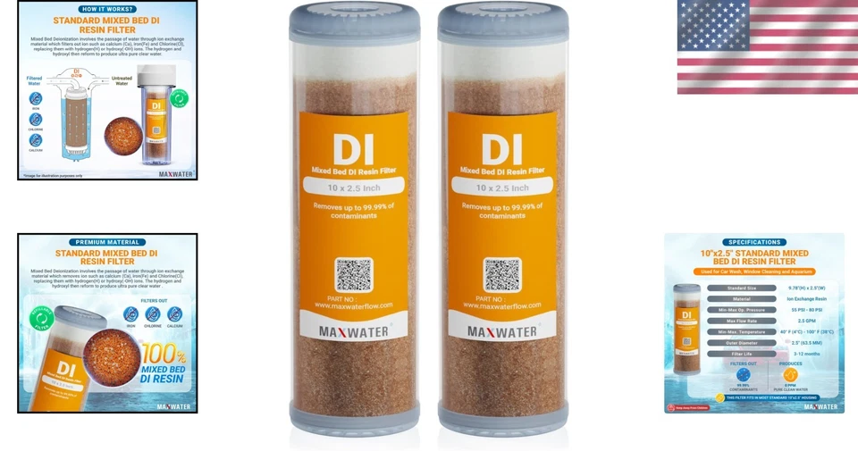 Industrial Grade Refillable Water Filter Cartridges - 2-Pack for Ultimate Purity - Image 2 of 4