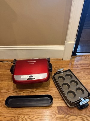George Foreman Evolve Grill System GRP4800R Red w/ 4 Plates Clean Tested Works