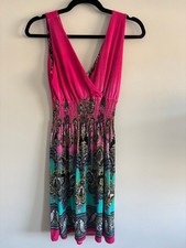 Pink & Teal Paisley Sleeveless Dress – Size Medium