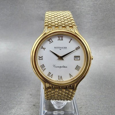 Wittnauer Cosmopolitan Watch Men 34mm White Dial Gold Tone  display picture 3