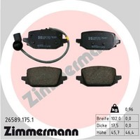 Zimmermann Bremsbelagsatz Scheibenbremse 26589.175.1 FüR Mercedes Citan W420 EQT