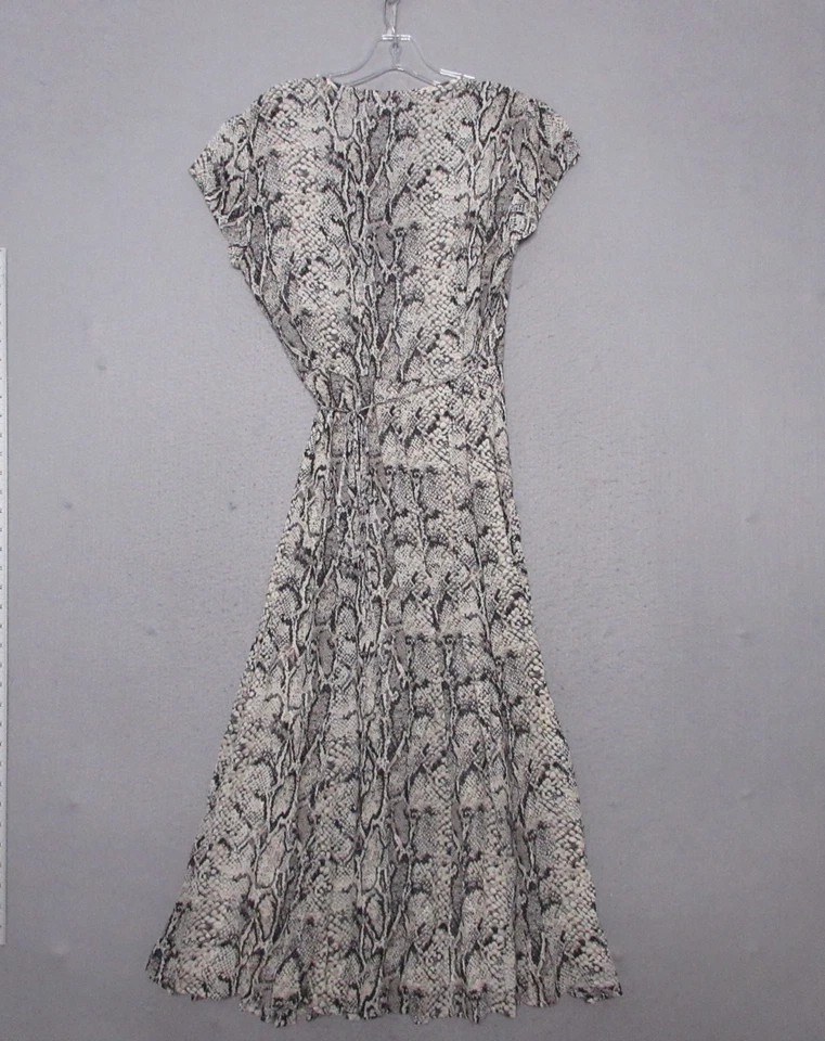 Vestido Reformation Grande Carina Serpiente Estampado Animal Envoltura Midi Fluido Boho Gorra Slv Foto 2 de 4