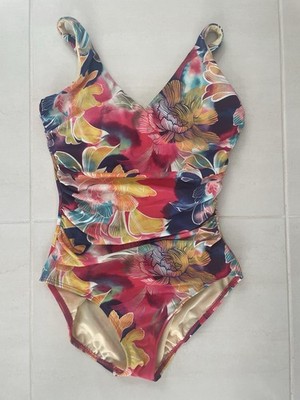 Miraclesuit x Talbots Swim Women Sz 12 One Piece Swimsuit Floral Beach Summer