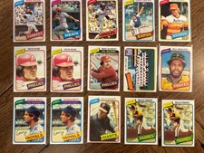 1980 Topps Baseball 38 Card Lot, Jackson, Rose, Murray, Bench Brett, EX+