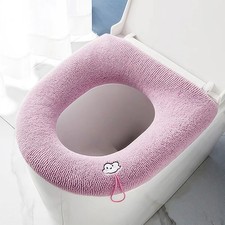Toilet Seat Cover Soft Thicker Warmer Stretchable Washable Cushion Mat Bathroom