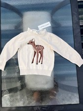 New Janie and Jack Reindeer Sweater Ivory Size 12-18 Months Crewneck