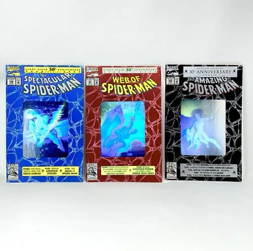Lot Of 3 Marvel Comics: Spider-Man 30th Anniversary Hologram