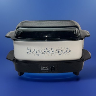 West Bend 4 Quart/5 Setting Slow Cooker Model 84755 Non-Stick Tested Blue Flower