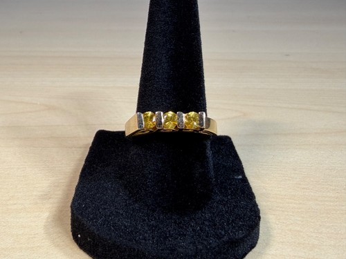 Estate 14k Yellow Gold 0.75cts Yellow Sapphire Channel Set Band Ring Size 6.75 - Picture 2 of 24