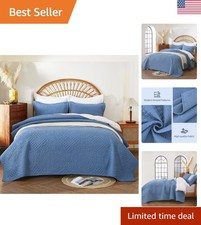 Misty Blue Queen Quilt Set - Lightweight All-Season Coverlet with Shams