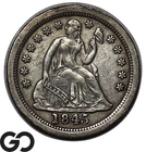 1845-O Seated Liberty Dime, Ultra RARE Key Date, Choice AU Bids: 3450