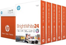 HP Printer Paper BrightWhite 24lb, 8.5x11, 100 Bright, 5 Ream Case, 2,500 Sheets