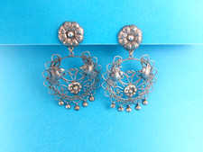VINTAGE FEDERICO JIMENEZ STERLING SILVER CHANDELIER DANGLE CLIP EARRINGS--MEXICO