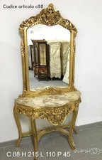 Consolle intagliata stile francese legno entratina antica foglia oro marmo specc