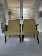 Pair Of Mid Century Danish Style Arm Chairs In Need Of Restoration 