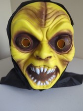 Vintage Foam Monster Mask W/ Black Hood Adult Size Halloween Horror