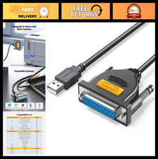 USB Male to DB25 Female Parallel Printer Cable Adapter 6FT - IEEE 1284 Converter