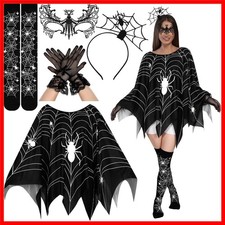 Versatile 5-Piece Spider Web Costume for Women: Perfect for Halloween Parties